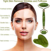 Natural Marble Jade Roller & Gua Sha Set – 2-in-1 Facial Massager Kit BuyMarto