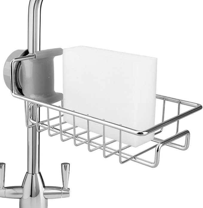 Kitchen Shelf Stainless Steel Faucet Rack Rag Drain Rack Household Kitchen Punch-free Sink Storage Rack BuyMarto