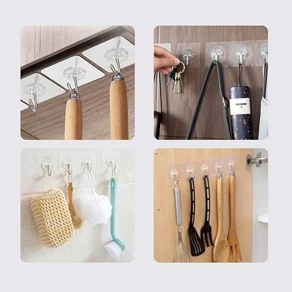 Pack of 10 Adhesive Single Hooks – Heavy Duty Transparent Wall Hooks BuyMarto