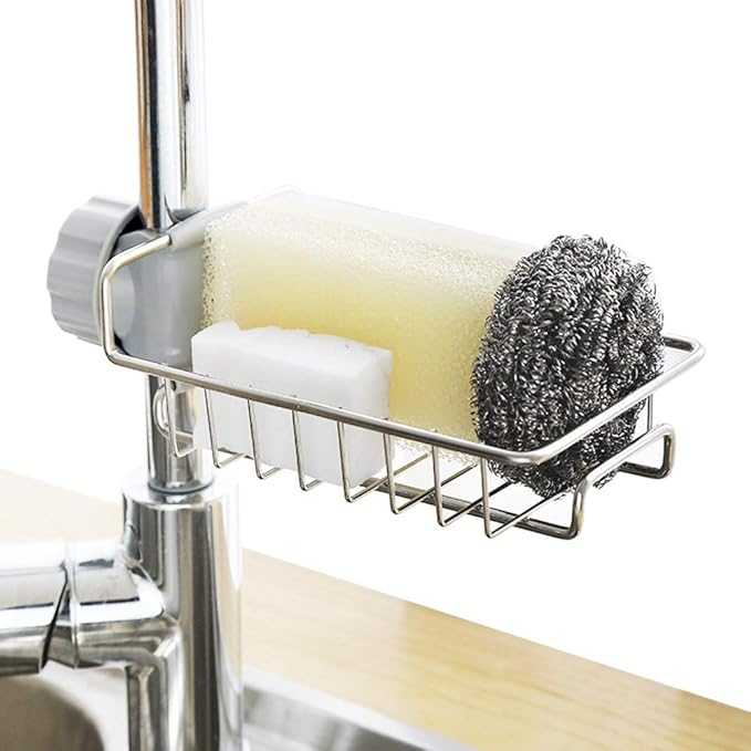 Kitchen Shelf Stainless Steel Faucet Rack Rag Drain Rack Household Kitchen Punch-free Sink Storage Rack BuyMarto