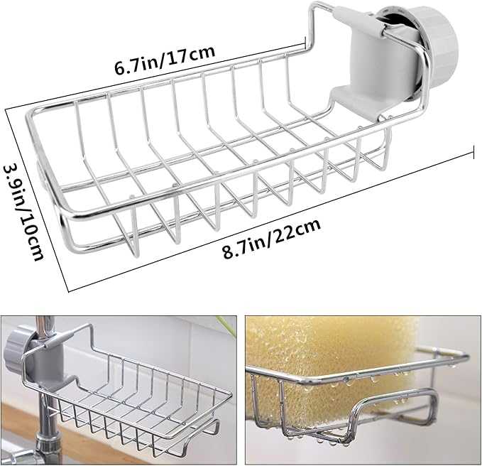 Kitchen Shelf Stainless Steel Faucet Rack Rag Drain Rack Household Kitchen Punch-free Sink Storage Rack BuyMarto