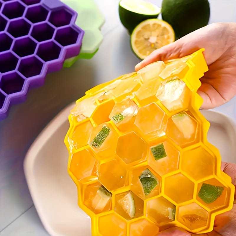 Honeycomb Silicone Ice Tray – 37-Grid Hexagon Ice Maker with Lid BuyMarto