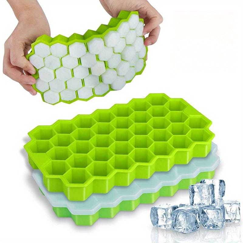 Honeycomb Silicone Ice Tray – 37-Grid Hexagon Ice Maker with Lid BuyMarto