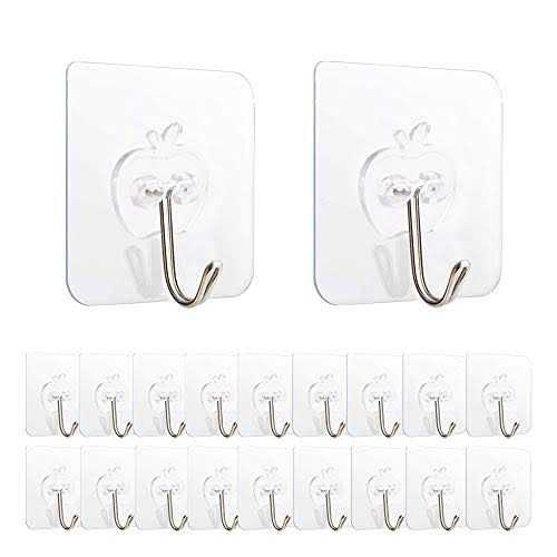 Pack of 10 Adhesive Single Hooks – Heavy Duty Transparent Wall Hooks BuyMarto